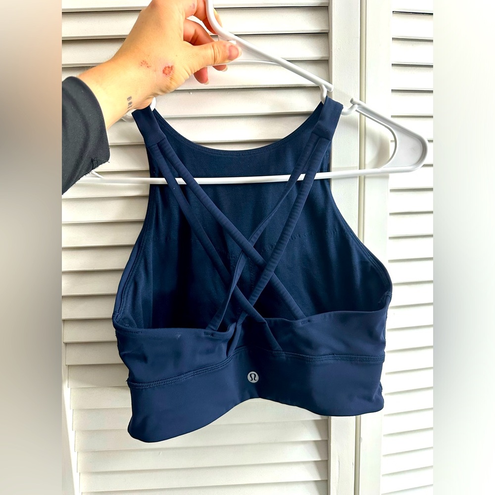 LuluLemon Energy Bra High-Neck Longline Tough *Medium Support* True Navy. Sz 8.